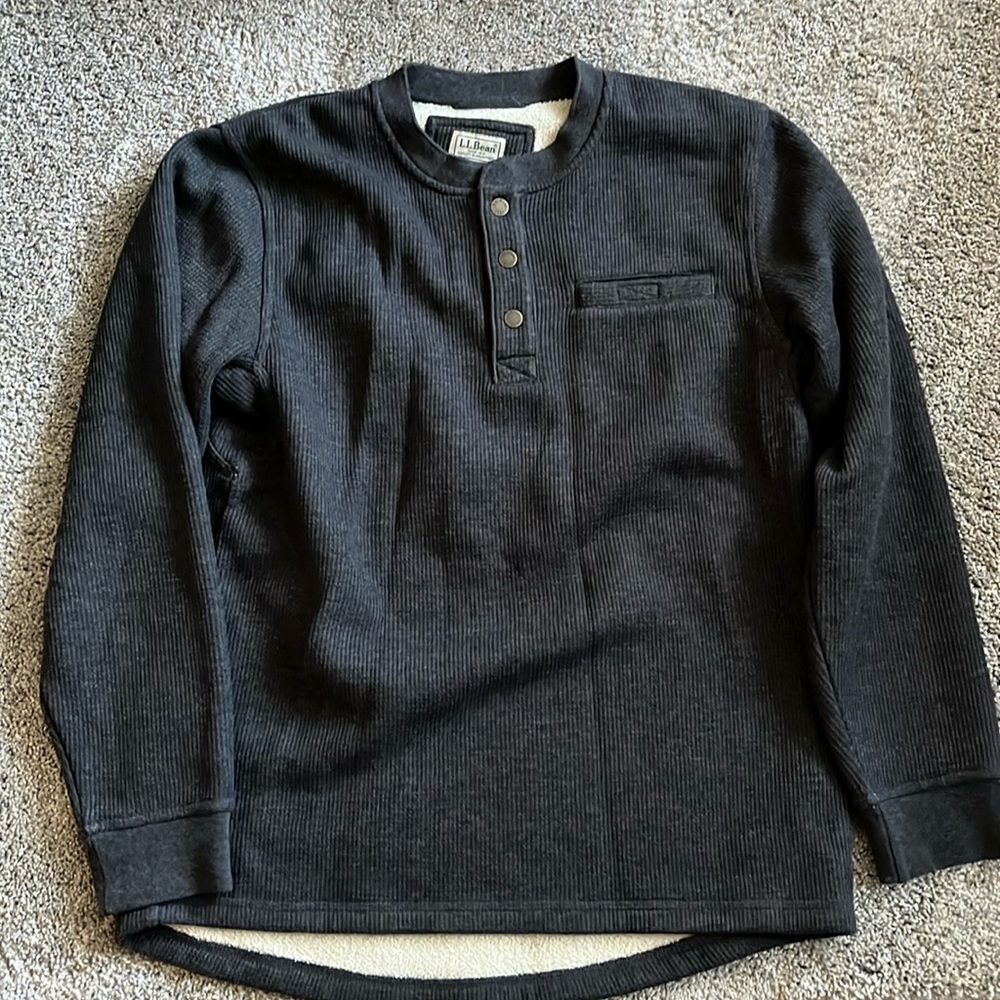 Dark gray LLBean Henley Sherpa long sleeve